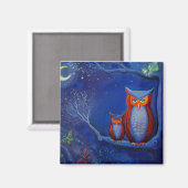 Uil Art Magnet "Het bos bij nacht" (Voorkant / Achterkant)