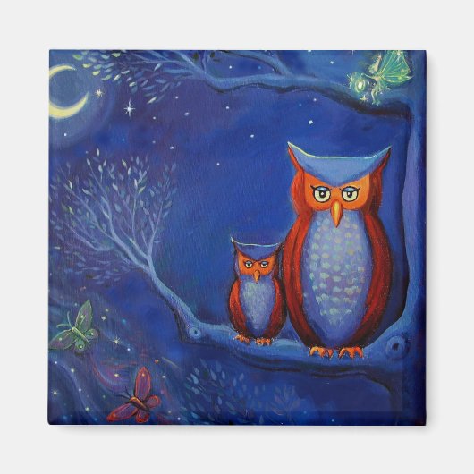 Uil Art Magnet "Het bos bij nacht" (Voorkant)