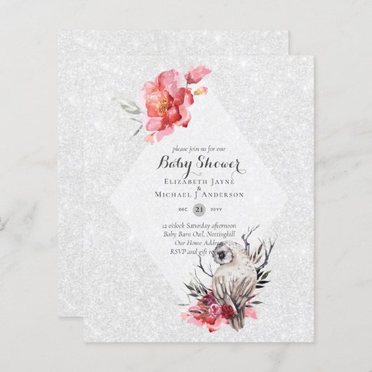 Uil Baby Dank u Cadeau Labels Favors Boy Girl (Voorkant / Achterkant)