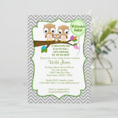 Uil Baby Douche Uitnodigingen Baby Mama Daddy (Staand voorkant)