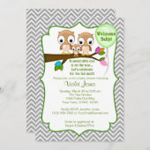 Uil Baby Douche Uitnodigingen Baby Mama Daddy (Voorkant / Achterkant)