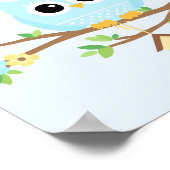Uil Baby Jongen blauwe gepersonaliseerde poster (Hoek)