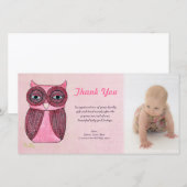 Uil Baby Meisje Bedankt Foto Sjabloon Photocard (Voorkant / Achterkant)