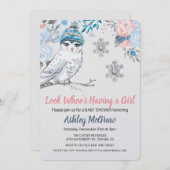 Uil Baby shower Bloemenuitnodiging Kaart (Voorkant / Achterkant)