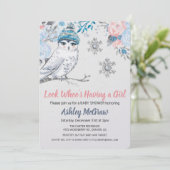 Uil Baby shower Bloemenuitnodiging Kaart (Staand voorkant)