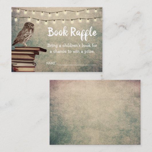  Uil Baby shower Boek Raffle Tickets Informatiekaartje (Voorkant / Achterkant)