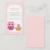 Uil Baby shower Chevron Boek Invoegen Verzoek Kaar Informatiekaartje (Voorkant / Achterkant)
