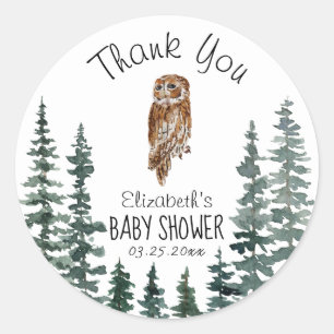 Uil Baby shower dank u Ronde Sticker