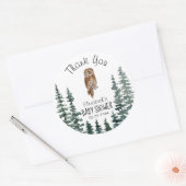 Uil Baby shower dank u Ronde Sticker (Envelop)