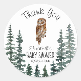 Uil Baby shower dank u Ronde Sticker
