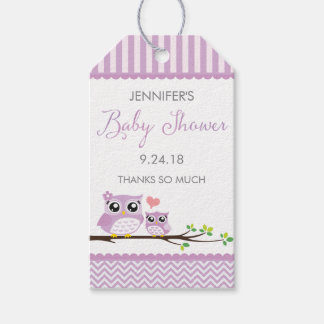 Uil Baby Shower Favor Tag Paarse Chevron Hang Tag Cadeaulabel