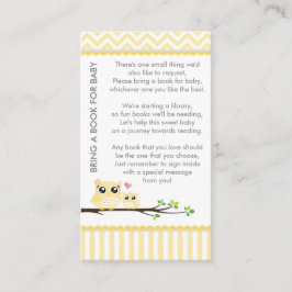 Uil Baby shower geel Breng een boek douche invoege Informatiekaartje