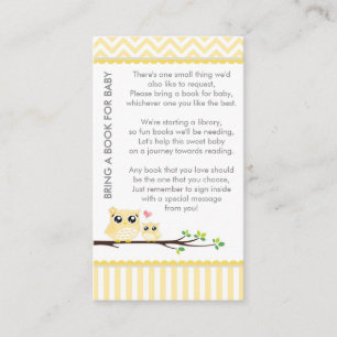 Uil Baby shower geel Breng een boek douche invoege Informatiekaartje