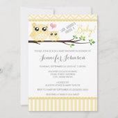 Uil Baby shower Invitation | gele Chevron Kaart (Voorkant)