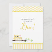 Uil Baby shower Invitation | gele Chevron Kaart (Achterkant)