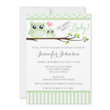 Uil Baby shower Invitation | groene chevron