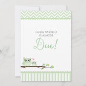 Uil Baby shower Invitation | groene chevron Kaart (Achterkant)
