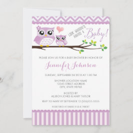 Uil Baby shower Invitation | Paarse Chevron | Meis Kaart