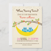 Uil Baby shower - Kijk wie heeft tweelingjongens? Kaart (Voorkant)
