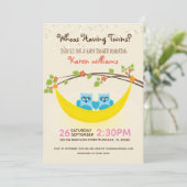 Uil Baby shower - Kijk wie heeft tweelingjongens? Kaart (Staand voorkant)