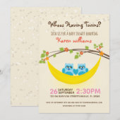 Uil Baby shower - Kijk wie heeft tweelingjongens? Kaart (Voorkant / Achterkant)