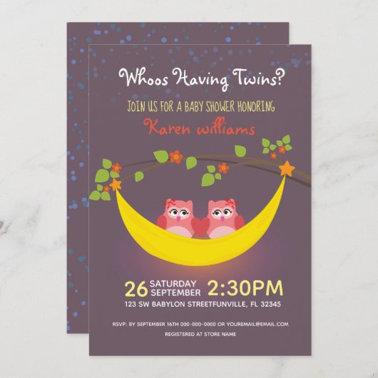 Uil Baby shower - Kijk wie is het hebben van een t Kaart (Voorkant / Achterkant)