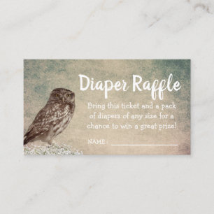 Uil Baby shower Luier Raffle Ticket Informatiekaartje