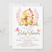 Uil Baby shower, meisje Kaart (Voorkant)