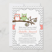 Uil Baby shower Roze Uitnodiging (Voorkant)