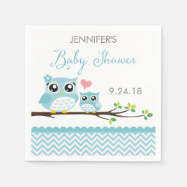 Uil Baby shower servetten | Blue Chevron Boy