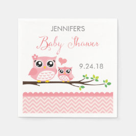 Uil Baby shower servetten | Custom Roze Chevron Me