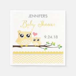 Uil Baby shower servetten | gele Chevron
