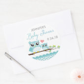 Uil Baby shower Sticker / Label | Blue Chevron Boy (Envelop)
