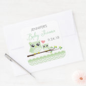 Uil Baby shower Sticker / Label | groene chevron (Envelop)