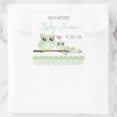 Uil Baby shower Sticker / Label | groene chevron (Tas)