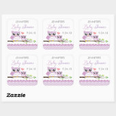 Uil Baby shower Sticker Label Paarse Chevron Meisj (Vel)