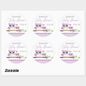 Uil Baby shower Sticker Label Paarse Chevron Meisj (Vel)