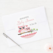 Uil Baby shower Sticker Label | roze chevron meisj (Envelop)