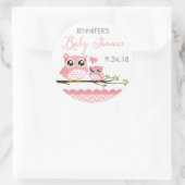 Uil Baby shower Sticker Label | roze chevron meisj (Tas)