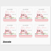 Uil Baby shower Sticker Label | roze chevron meisj (Vel)