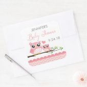 Uil Baby shower Sticker Label | roze chevron meisj (Envelop)