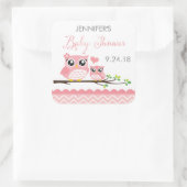 Uil Baby shower Sticker Label | roze chevron meisj (Tas)