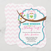 Uil baby shower uitnodiging (Voorkant / Achterkant)