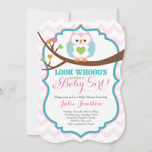 Uil baby shower uitnodiging (Voorkant)