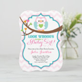 Uil baby shower uitnodiging (Staand voorkant)