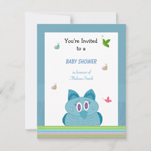 Uil Baby Shower Uitnodiging (Voorkant)