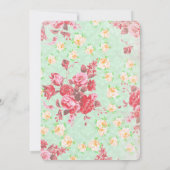 Uil baby shower uitnodiging burlap lace mint roze (Achterkant)