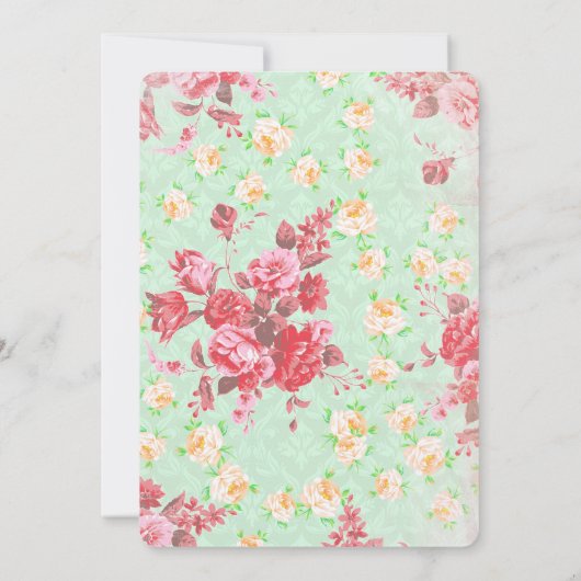 Uil baby shower uitnodiging burlap lace mint roze (Achterkant)