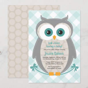 Uil baby shower uitnodiging genderneutraal bos