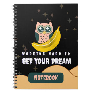 Uil Banana Moon Werken Hard Dream Quote Notitieboek